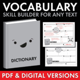 Vocabulary Builder, PDF & Google Drive worksheet, Use with ANY text, Grades 6-12