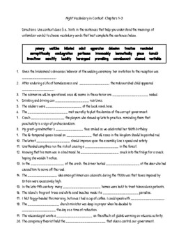 Night” by Elie Wiesel Sections 1-3 Part 1 Vocabulary CW, WS & Matching