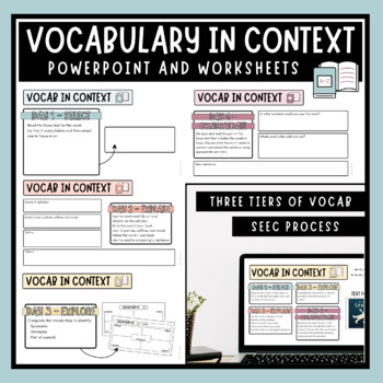 Preview of Vocabulary in Context PowerPoint + Worksheets
