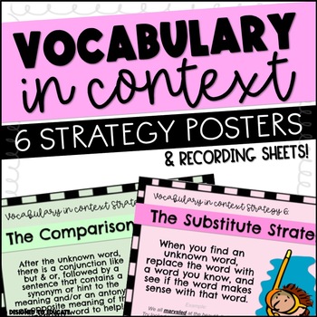 Preview of Vocabulary in Context Strategy Posters & Worksheets for Practicing Context Clues