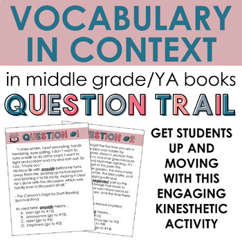 Preview of Vocabulary in Context in MG/YA Books Question Trail - Context Clues Activity