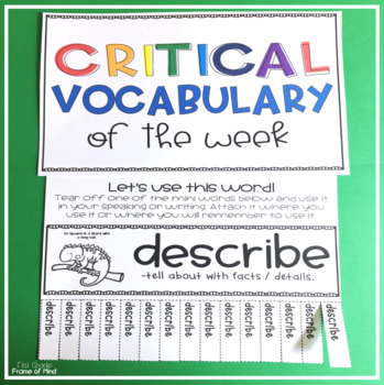 Preview of Vocabulary of the Week Posters Pull Tear Tabs