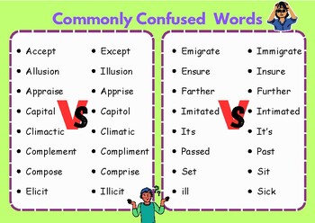 Preview of Vocabulary's Commonly Confused Words Flashcards for Teachers, Homeschooling