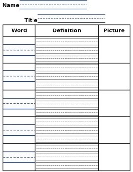 Preview of Vocabulary template for Journal (Editable Powerpoint)