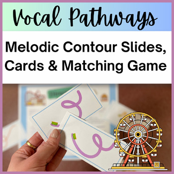 Preview of Roller coaster Vocal Warmup Slides, Cards, and Centers Game for Elementary Music