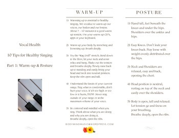 Preview of Vocal Health: 10 Tips for Healthy Singing Warm up & Posture