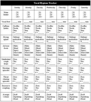 Preview of Vocal Hygiene Geriatric Home Chart