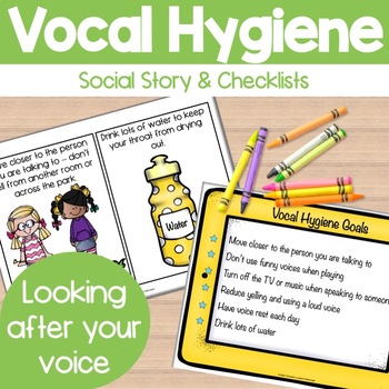 Preview of Vocal Hygiene Social Story + Checklists for Voice Abuse Disorder Therapy