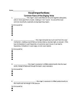 Preview of Vocal Imperfections Worksheet