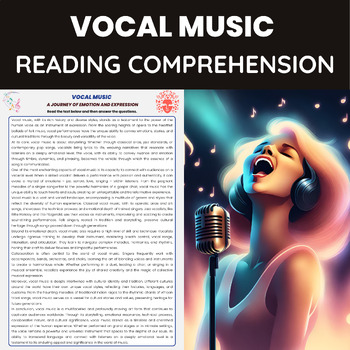 Preview of Vocal Music Reading Comprehension for Music Unit