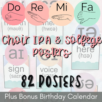 Preview of Vocal Music Wall Posters (IPA, Solfege, Birthday Wall) - Pastel Rainbow Theme