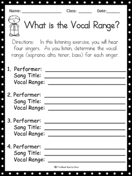 Preview of Vocal Range Listening Activity, DISTANCE LEARNING