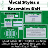Middle School Choir Vocal Styles & Ensembles Unit Digital 
