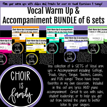 Preview of Vocal Warm Ups & Accompaniment Tracks BUNDLE of 6 sets!