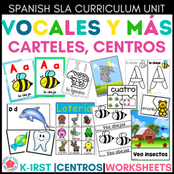 Preview of Vocales Abecedario o alfabeto Vowels and Alphabet in Spanish Bundle a e i o u