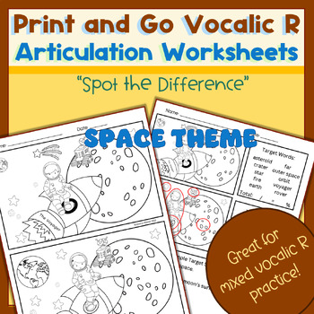 Preview of Vocalic R Articulation Activities Space Spot the Difference Coloring Sheets