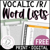 Vocalic R Word Lists for Articulation Drill in Speech Ther