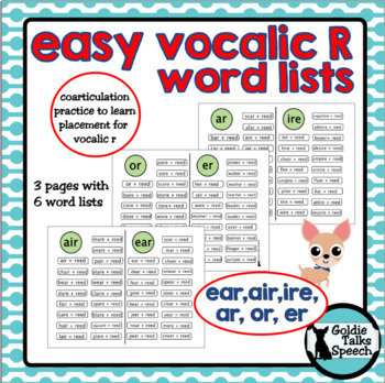 vocalic r words list speech therapy