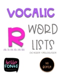 Vocalic R word list in all positions