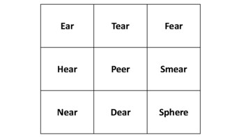 Preview of Vocalic EAR Tic Tac Toe