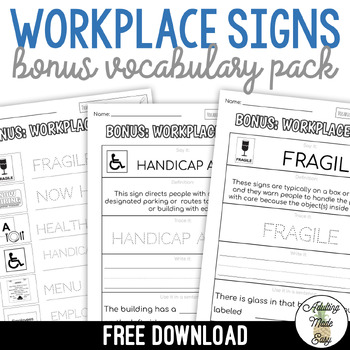 Preview of Workplace Signs Vocabulary Pack Sampler