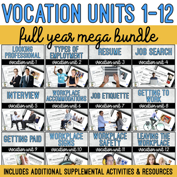 Preview of Vocation Units 1-12 Full Year MEGA Bundle + Supplemental Materials