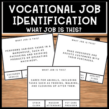 Preview of Vocational Job Description Matching to Occupation Special Edu. Task Cards