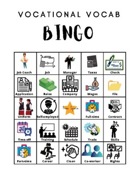 Preview of Vocational Job Skills Vocabulary Bingo!