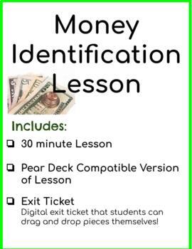 Preview of Vocational Lesson for Virtual Learning: Money Identification