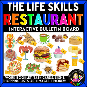 Preview of Vocational Life Skills Bulletin Board & Numeracy Activities Sped Ed Restaurant