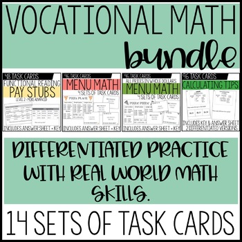 Preview of Vocational Math Skills Task Card BUNDLE / Life Skills