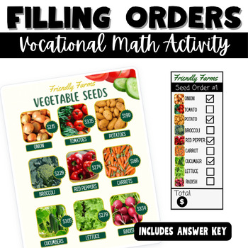 Preview of Vocational Skills | Math for Special Education  | Job Skills | Filling Orders