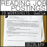 Vocational Reading Worksheet - Job Postings level 2
