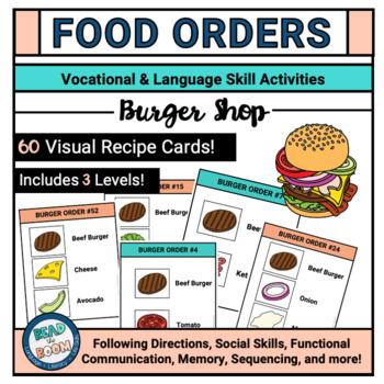 Preview of Vocational Skills: BURGER SHOP Complete the Order Follow Directions