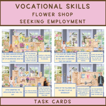 Preview of Vocational Skills Flower Shop Seeking Employment Applying For a Job Task Cards