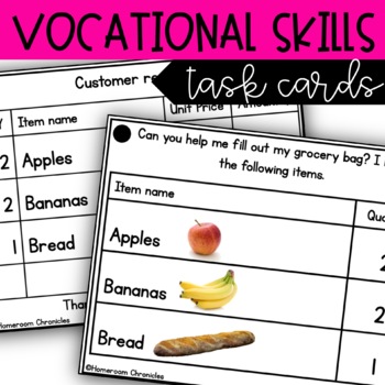 Preview of Vocational Skills Task Grocery Shopping and Making Receipts