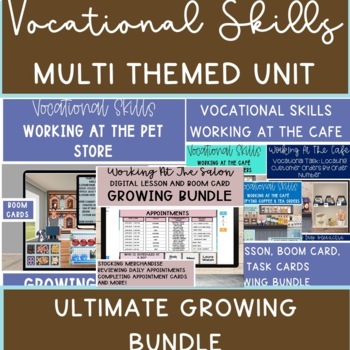 Preview of Vocational Skills Theme Unit Ultimate Bundle (movies, pet store, cafe, salon,..)