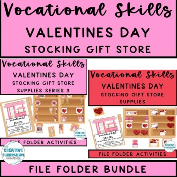 Preview of Vocational Skills Valentines Day Gift Stocking Merchandise File Folders Bundle