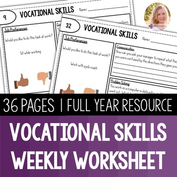 Preview of Vocational Skills Weekly Workbook. Special Ed High School Transition