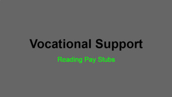 Preview of Vocational Support - Reading Pay Stubs
