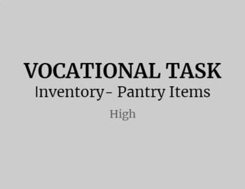 Preview of Vocational Task- Pantry Items Inventory