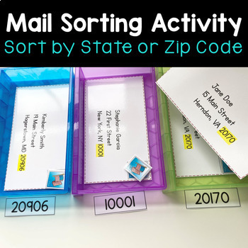 Preview of Vocational Skills Special Needs Mail Sorting Task Box - Life Skills Activities