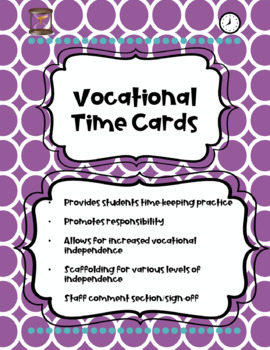 Preview of Vocational Time Card Sheets