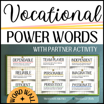 Preview of Vocational Words that Describe Me | Resume & Interview | Activity & Word Wall