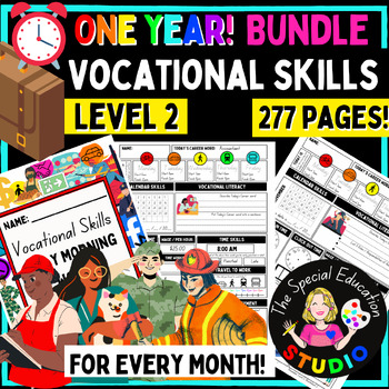 Preview of Vocational Work - life Skills BUNDLE Functional Special Education WHOLE Year Lv2