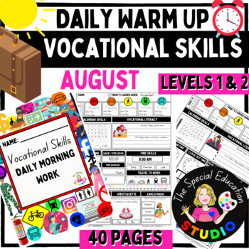 Preview of Vocational life Skills Functional BUNDLE Special Education Employment Job August