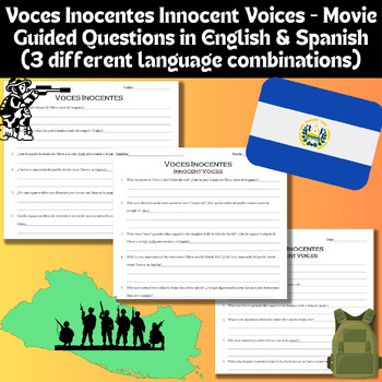 Preview of Voces Inocentes Editable Movie questions Spanish & English El Salvador Civil War