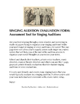 audition pdf music form Audition Auditions Singing Evaluation: for Great