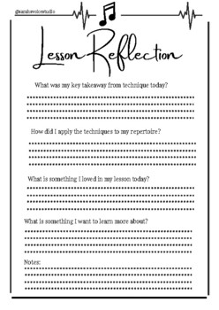 Preview of Voice Lesson Reflection Worksheet