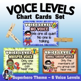 Voice Level Chart Cards Set and Boasting Cards {Superhero Theme}